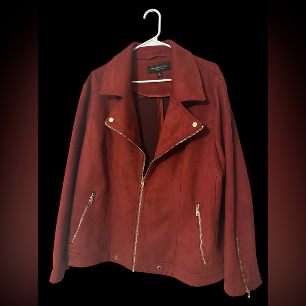 Andrew Marc Burgundy Faux Suede Jacket